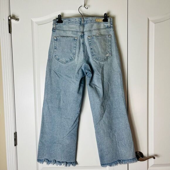 AG Adriano Goldschmied Saige Wide Leg Crop High Rise Jeans 30 Raw Hem Distressed - Picture 3 of 8